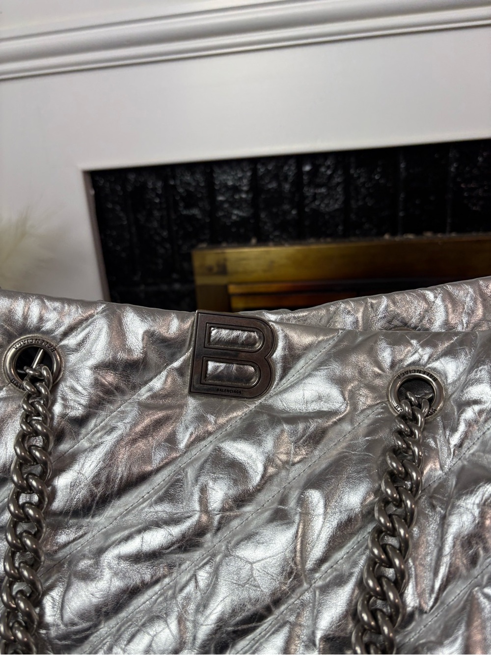 Balenciaga Large Crush Tote Bag Silver - Picture 2 of 8